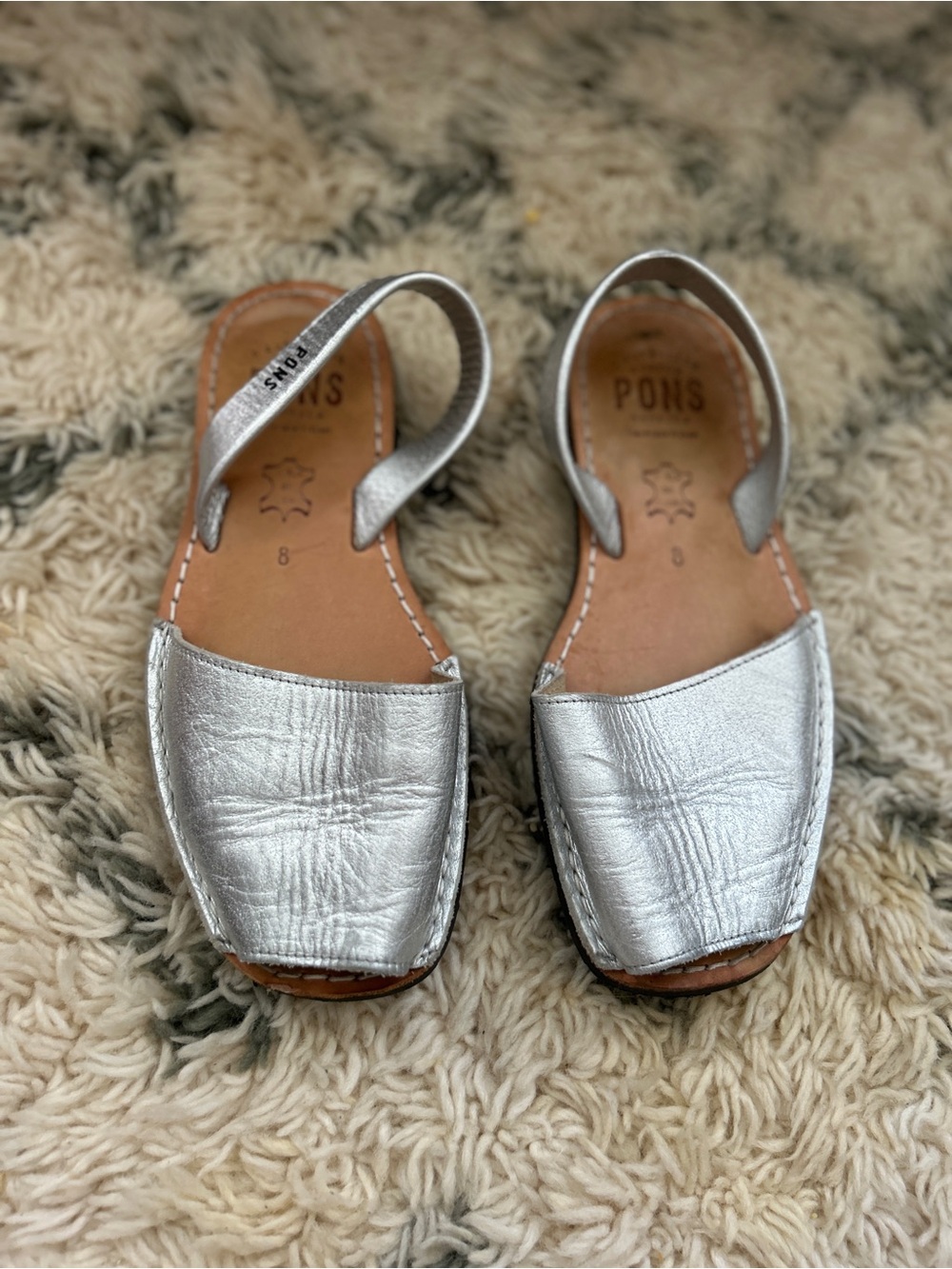 Pons Silver Leather Slingback Avarca Sandals